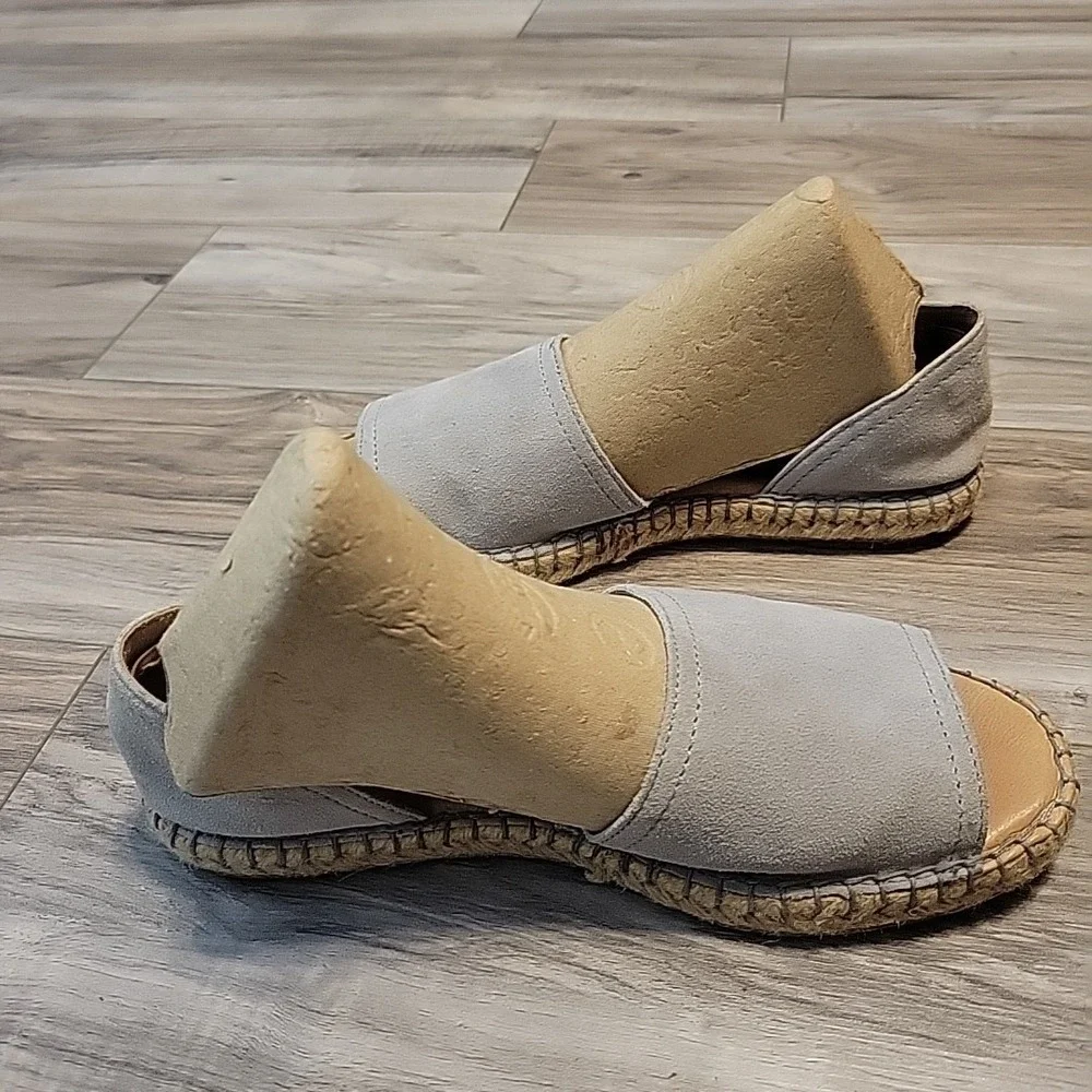 Born Drilles‎  Suede Sandals Espadrilles, Womens 6.5M Gray Open Toe Slip-On